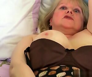 English grannies Amanda Degas and Elaine fuck a dildo