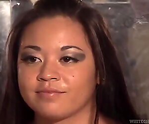 Chubby Asian chick Mia Lelani gets banged by a dark-haired nerd