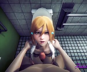 Bleach Hentai - Orihime in the Toilet boobjob and fucked - Anime Manga Japanese Cartoon 3D Porn